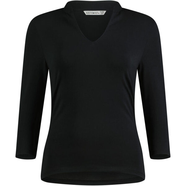 Kustom Kit Regular Fit Mandarin Collar Top 3/4 Sleeve