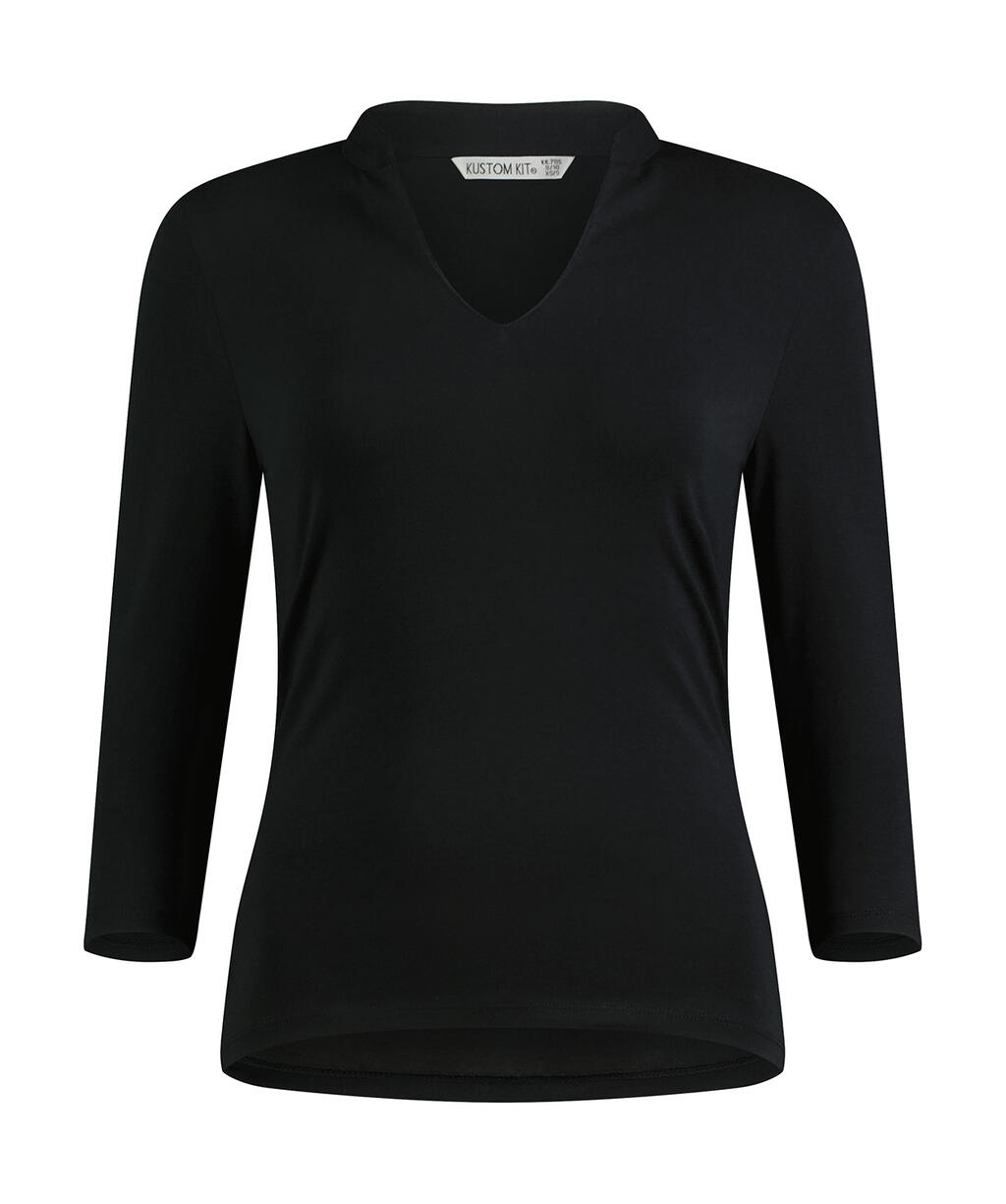 Kustom Kit Regular Fit Mandarin Collar Top 3/4 Sleeve